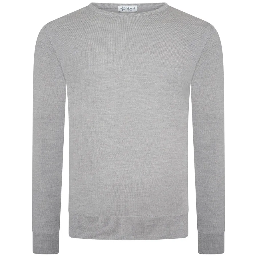 Merino Wool Crew Neck Sweater - Light Grey