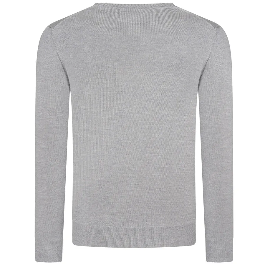 Merino Wool Crew Neck Sweater - Light Grey