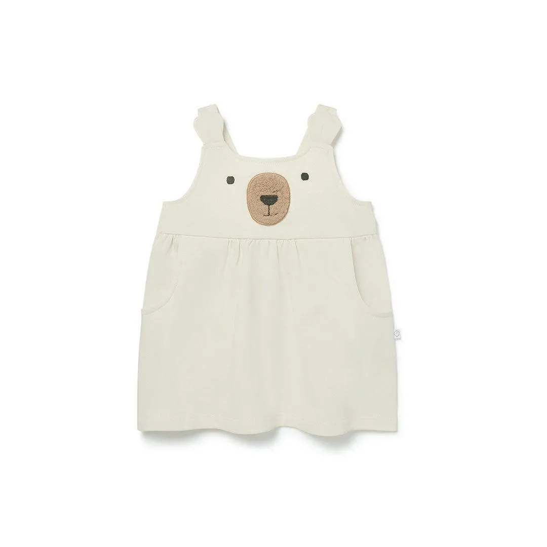 MORI Bear Sherpa Pinafore Dress - Ecru