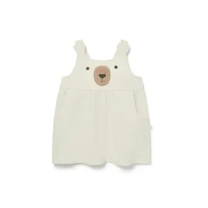 MORI Bear Sherpa Pinafore Dress - Ecru