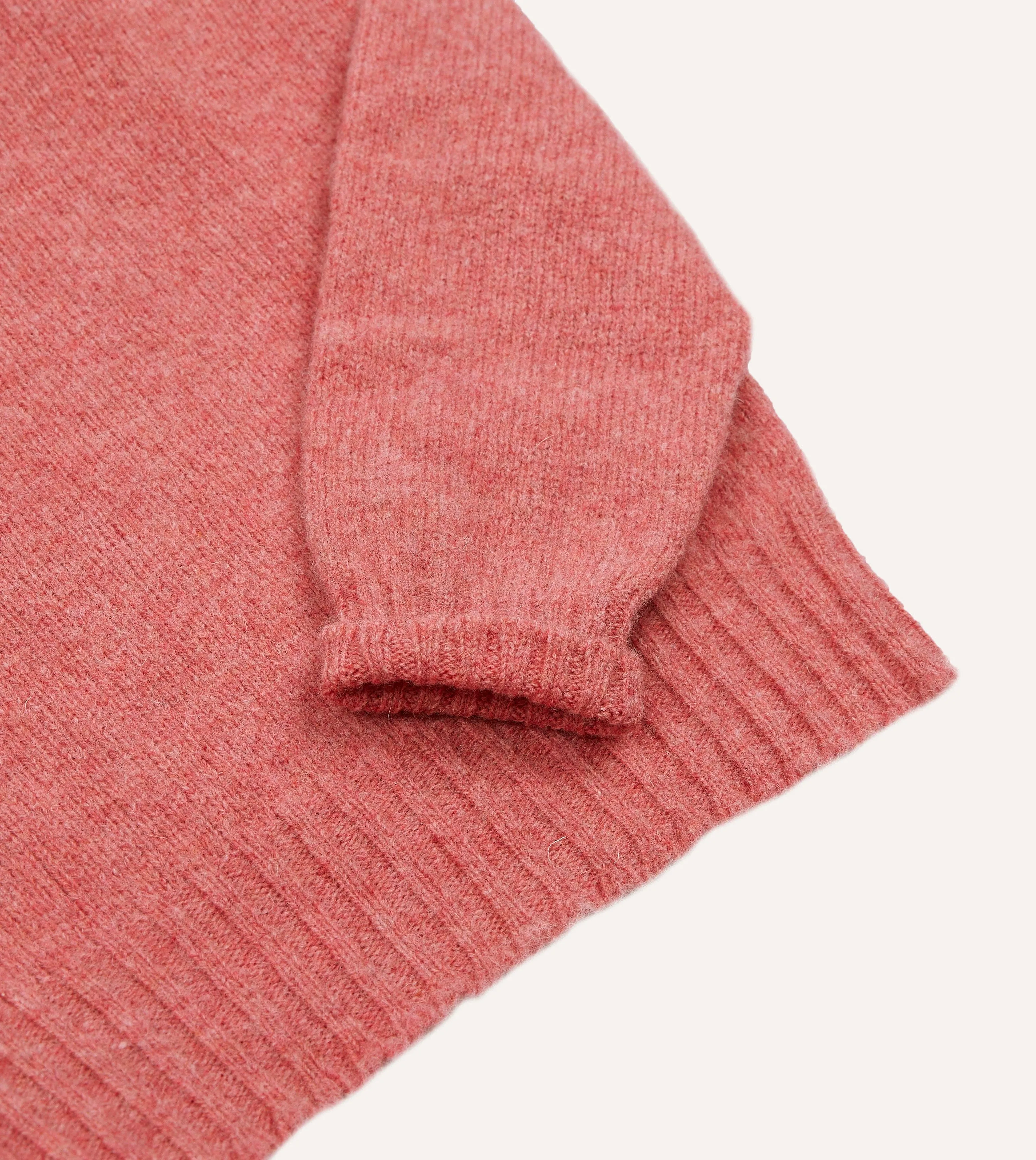 Pink Brushed Shetland Mock Neck Jumper