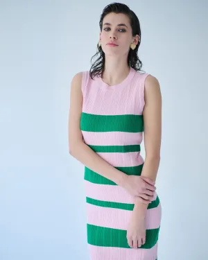 Pink Green Striped Dress