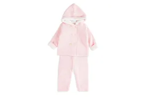 Pink Two-Piece Hooded Knit Set