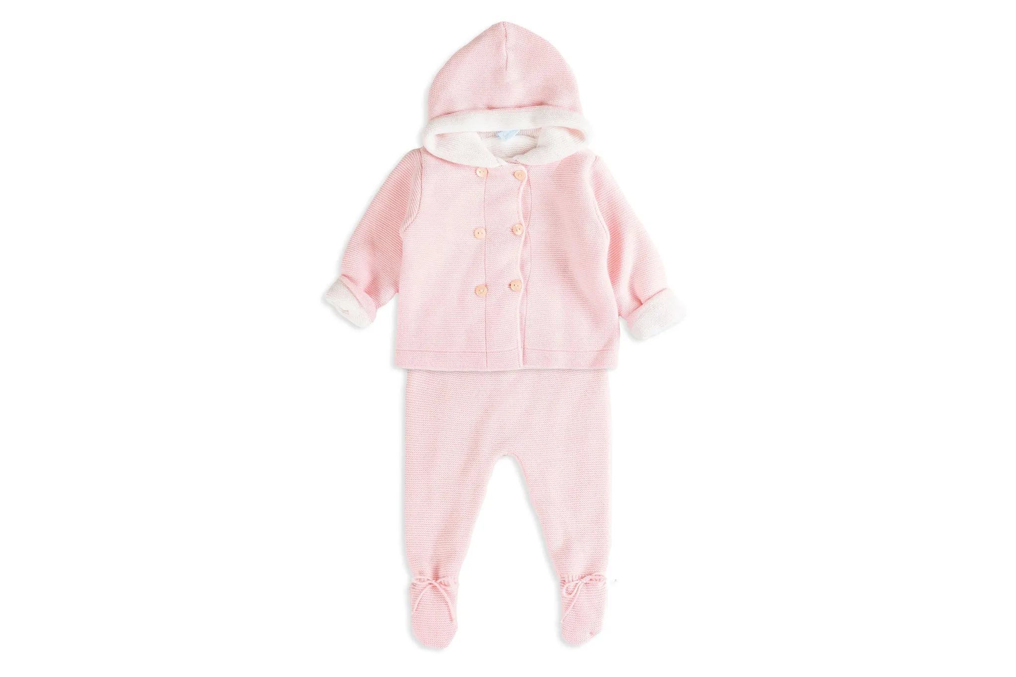 Pink Two-Piece Hooded Knit Set