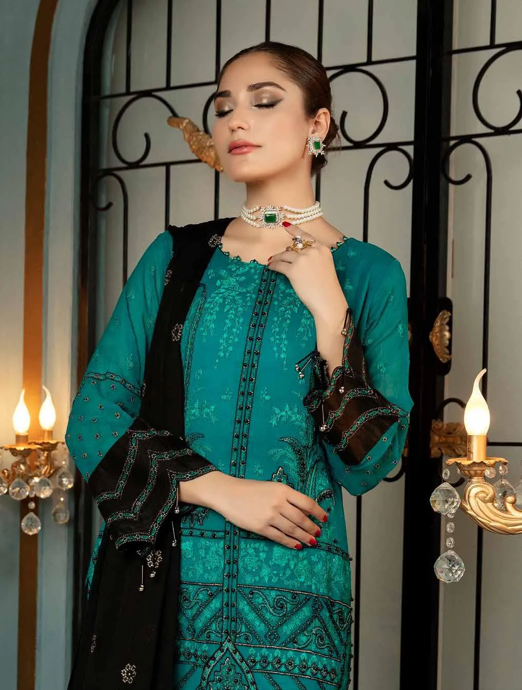 Poshak Mirha Embroidered Chiffon Collection – D-112