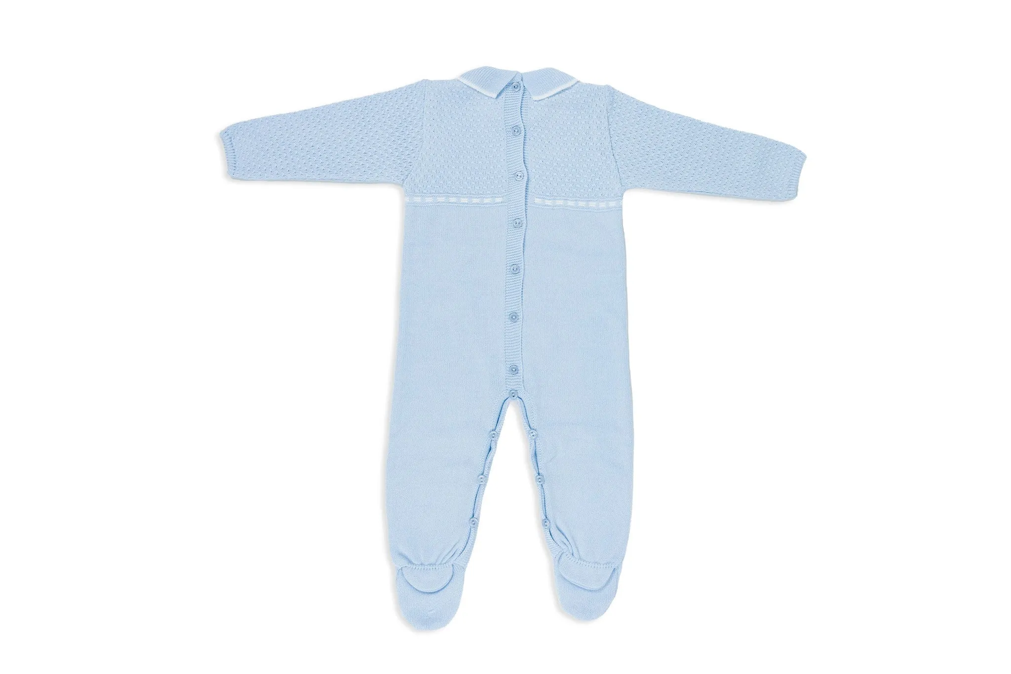 Powder Blue & White Knit Baby Onesie