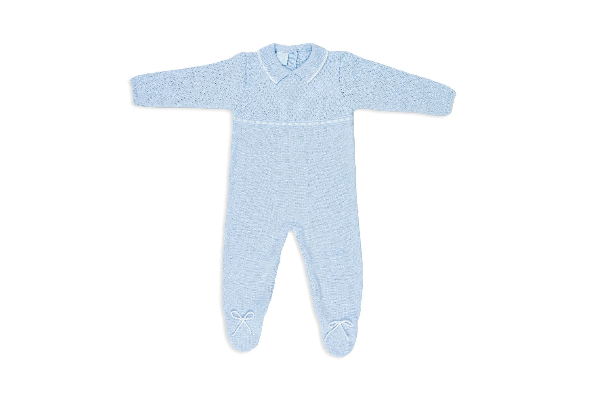 Powder Blue & White Knit Baby Onesie