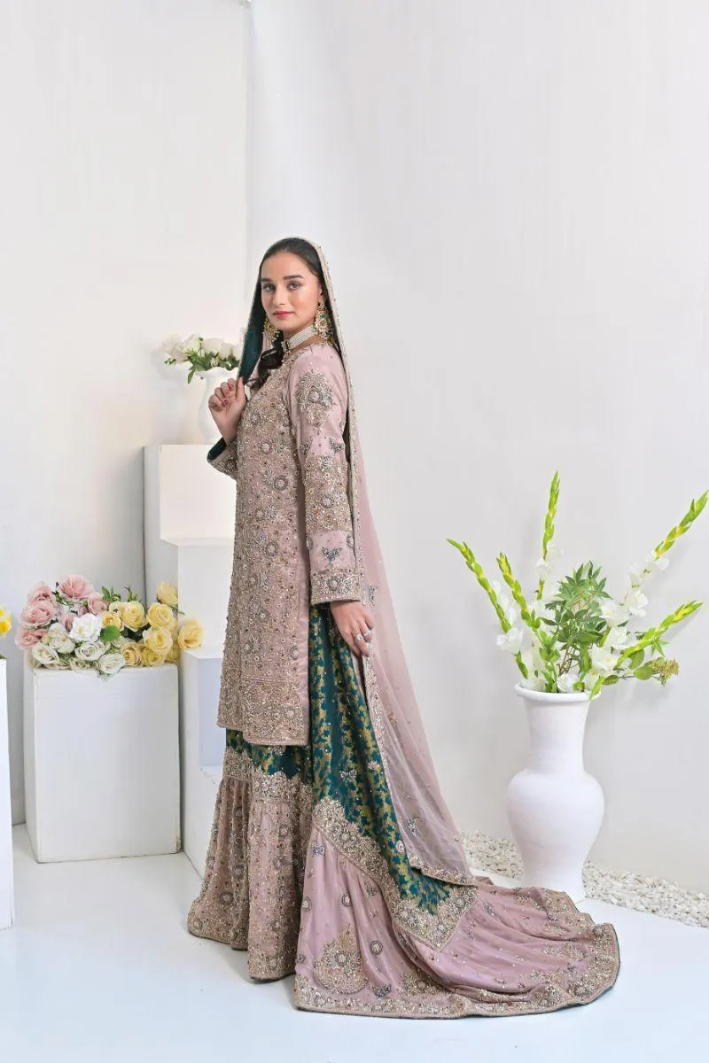 Rubys Couture - Zimal - Sharara - Chiffon & Jamawar - 3 Piece