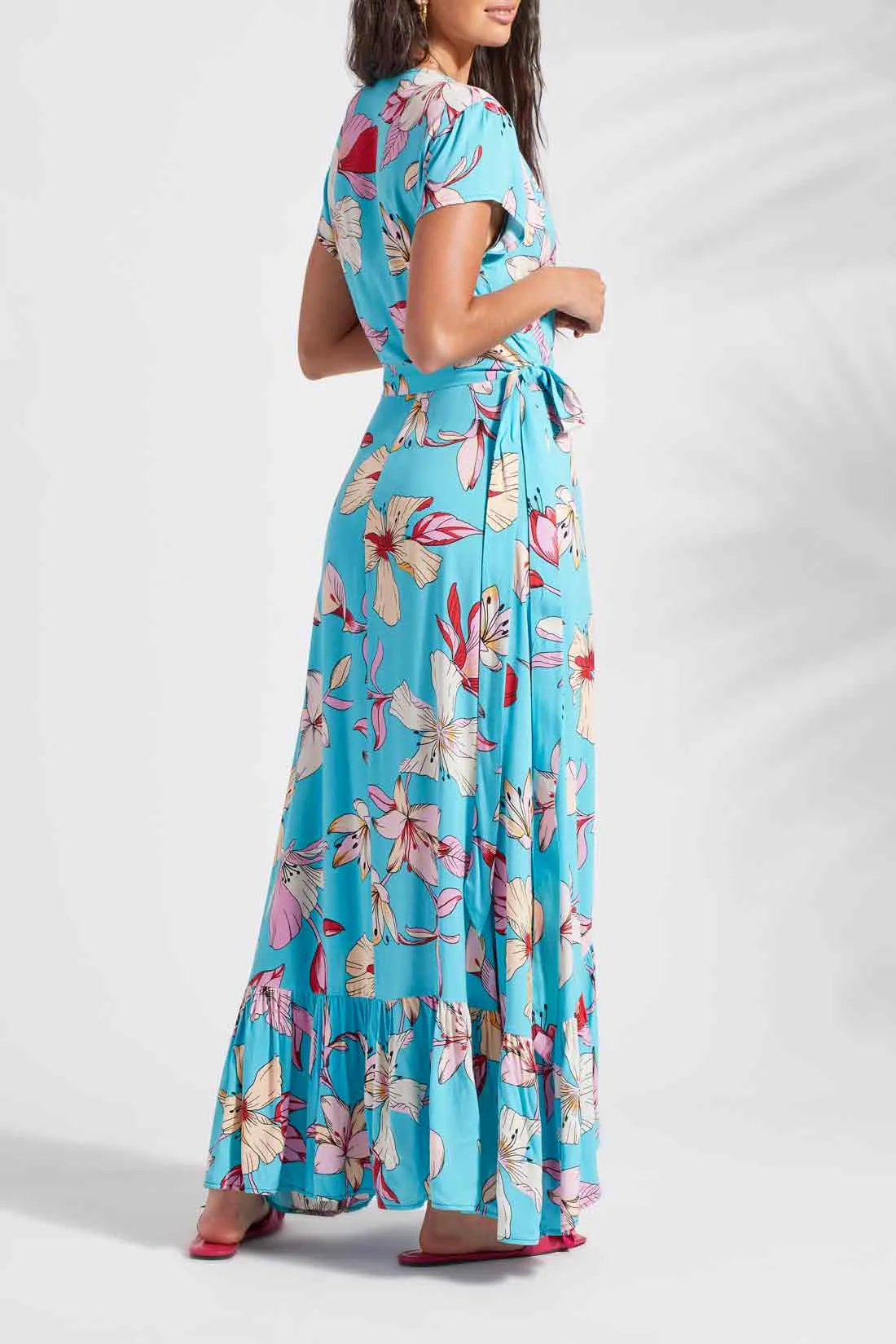 Short Sleeve Wrap up Maxi Dress