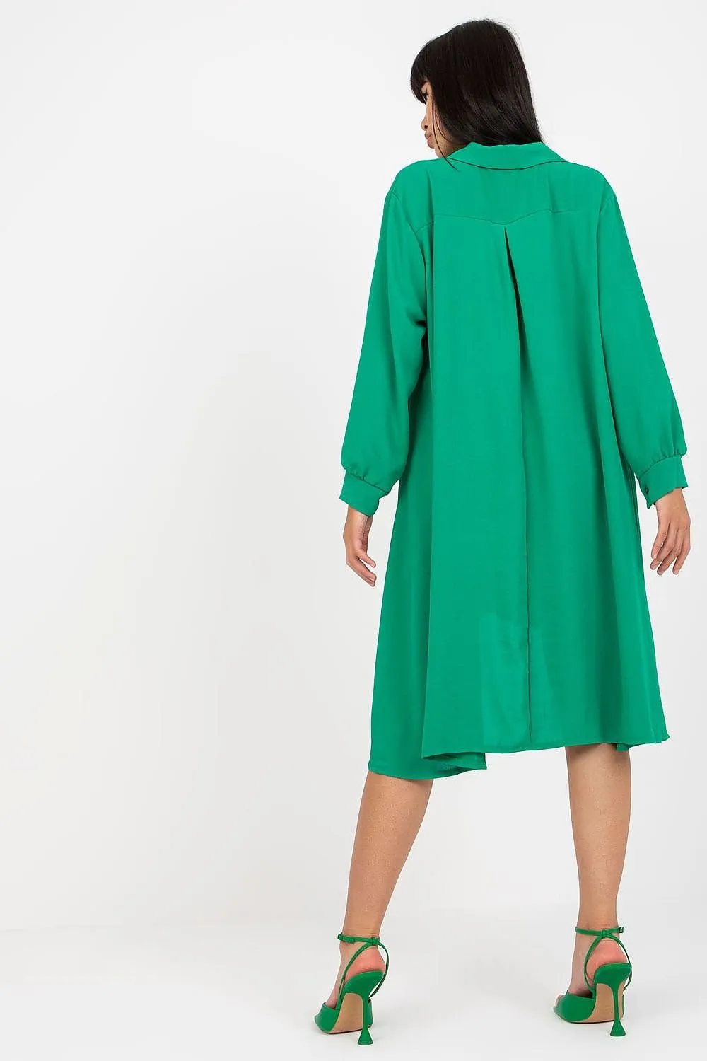 TEEK - Green Button Down Shirt Dress