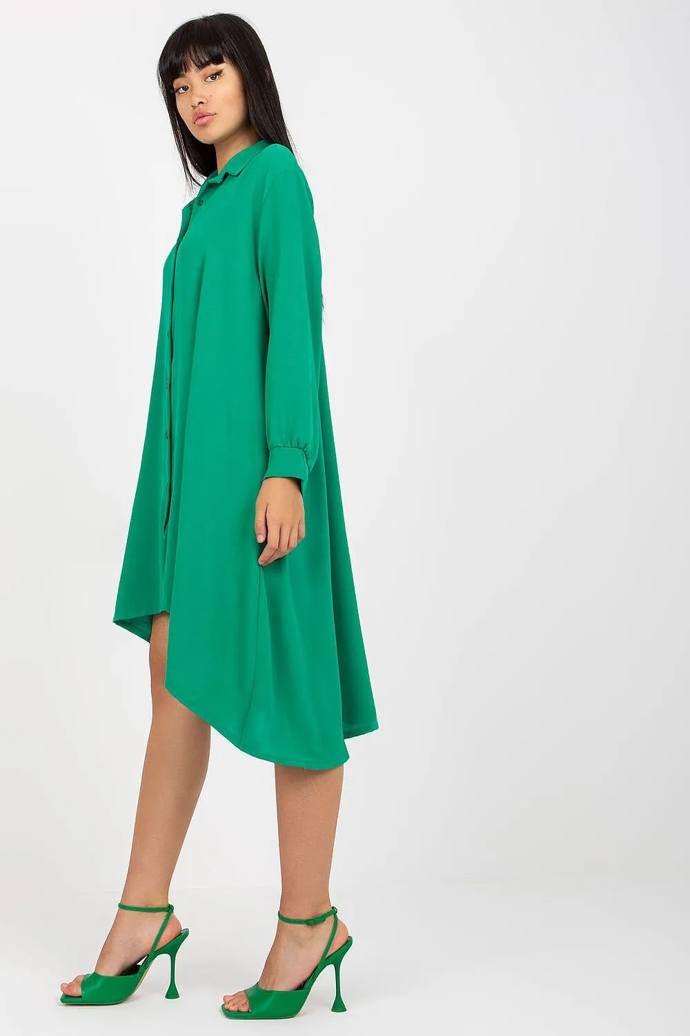 TEEK - Green Button Down Shirt Dress