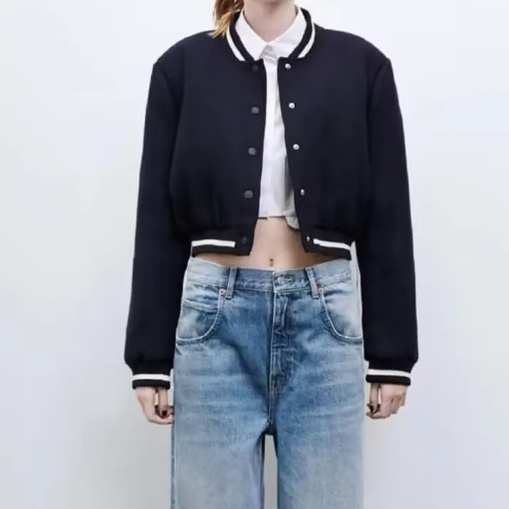 TEEK - Womens Navy Blue Bomber Jacket