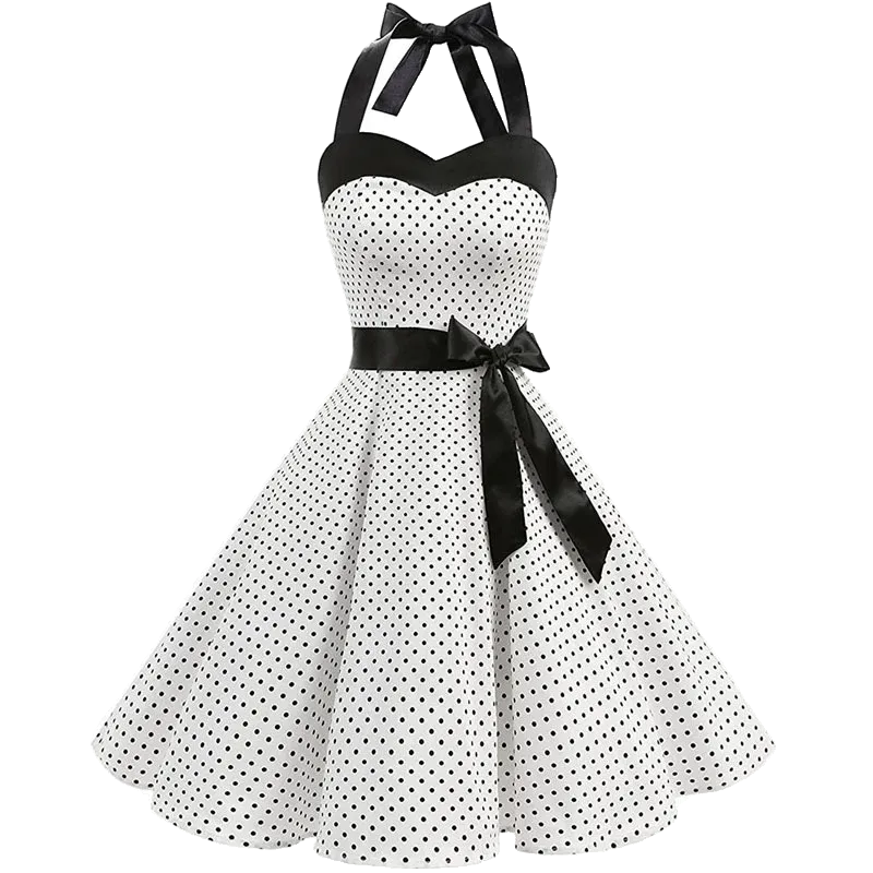 Trendy Polka Dot Retro Halter Party Dress