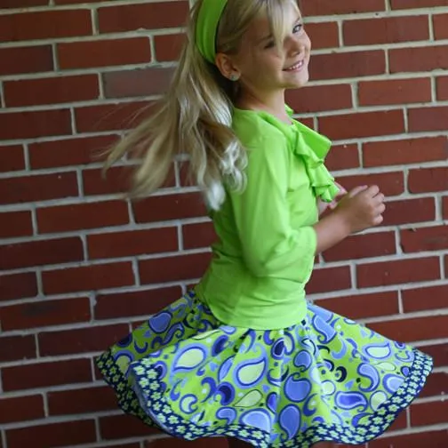 Twirly Skirt Green Paisley