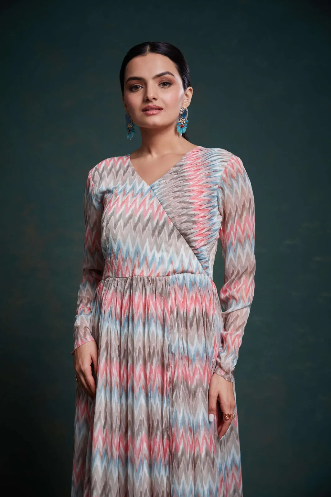 Vibrant Multi-Colored Georgette Dress with Elegant Prints