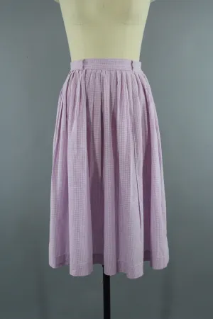 Vintage 1950s Lavender Purple Gingham Full Skirt