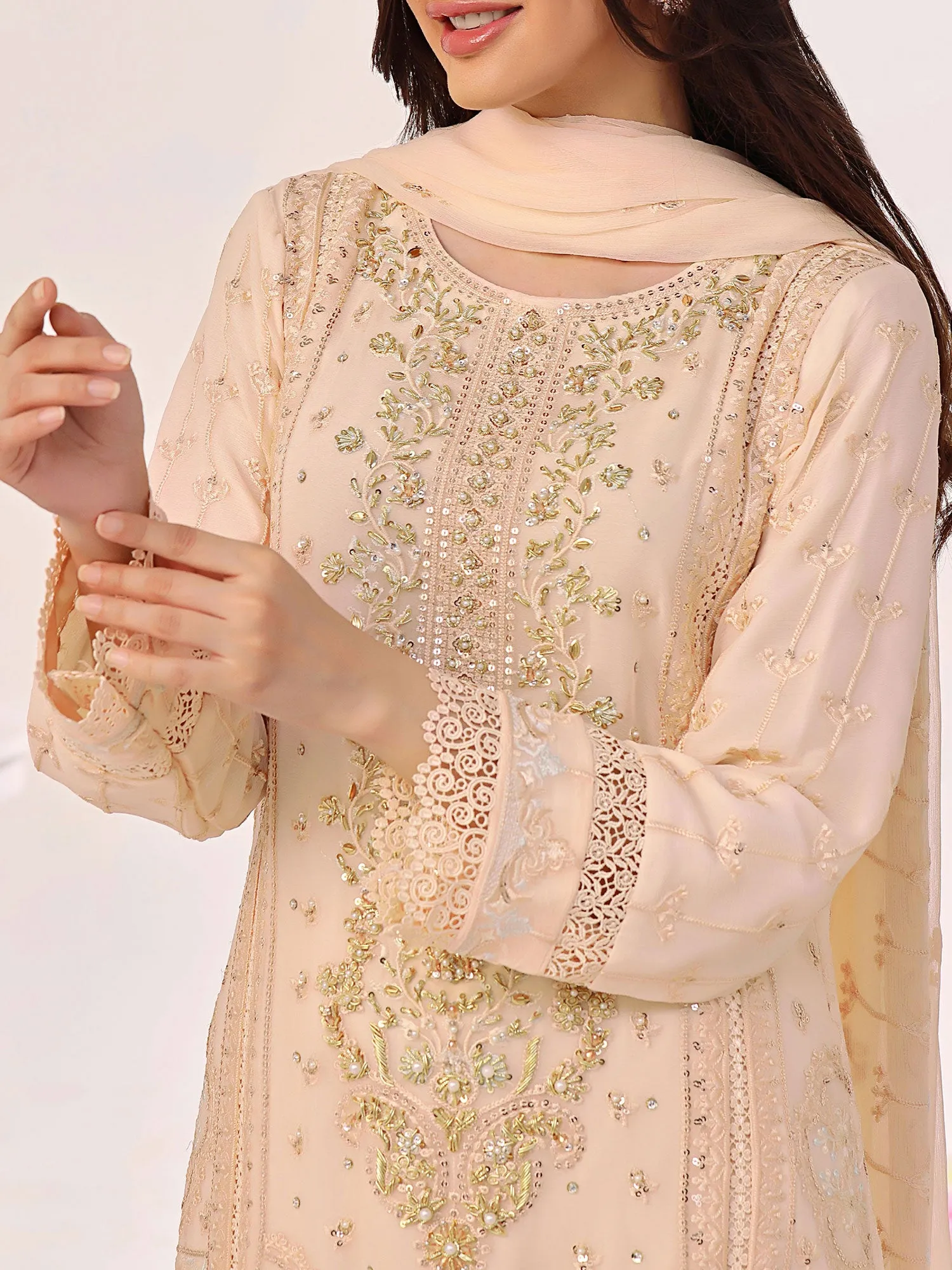 Wardah Uzair "Allure" Luxury Pret Embroidered Chiffon Suit - Serene