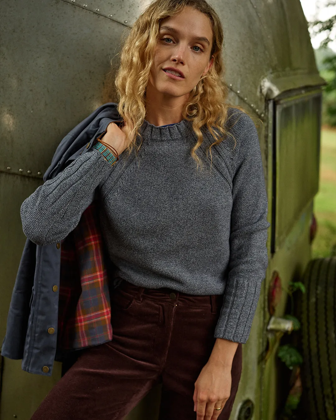 Women's Quaker Crewneck Sweater in Denim Mix