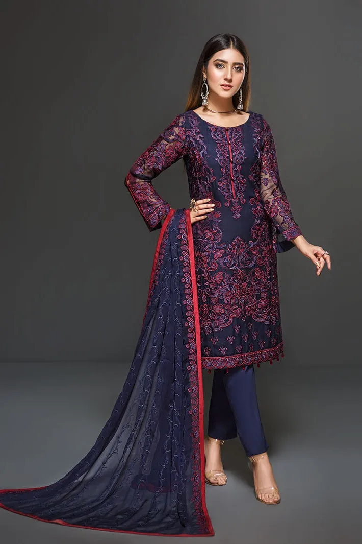 Zarif Embroidered Chiffon Collection 2019 – Indigo