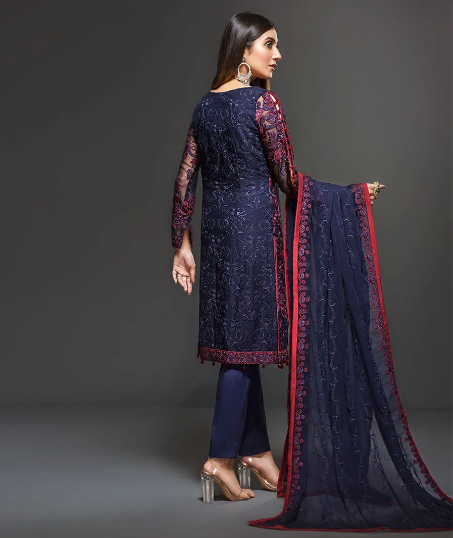 Zarif Embroidered Chiffon Collection 2019 – Indigo