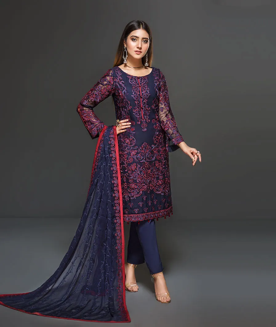 Zarif Embroidered Chiffon Collection 2019 – Indigo