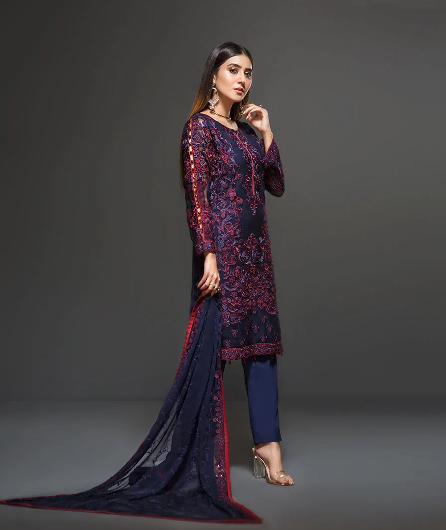 Zarif Embroidered Chiffon Collection 2019 – Indigo